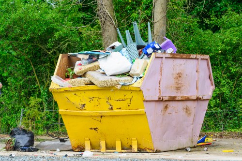 Builders skip placement on a construction site in Redbridge