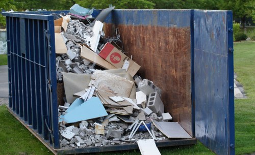 Construction site with waste clearance equipment in Redbridge
