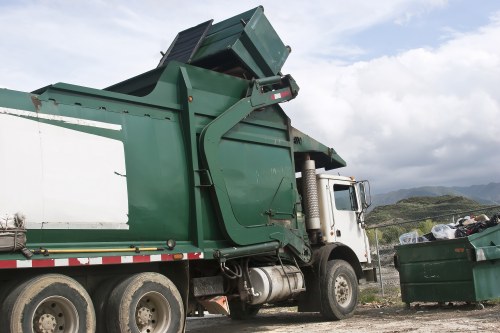 Professional team installing a lockable skip